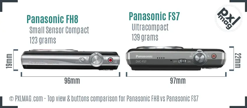 Panasonic FH8 vs Panasonic FS7 top view buttons comparison