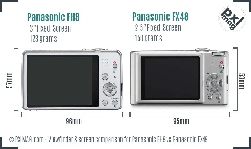 Panasonic FH8 vs Panasonic FX48 Screen and Viewfinder comparison
