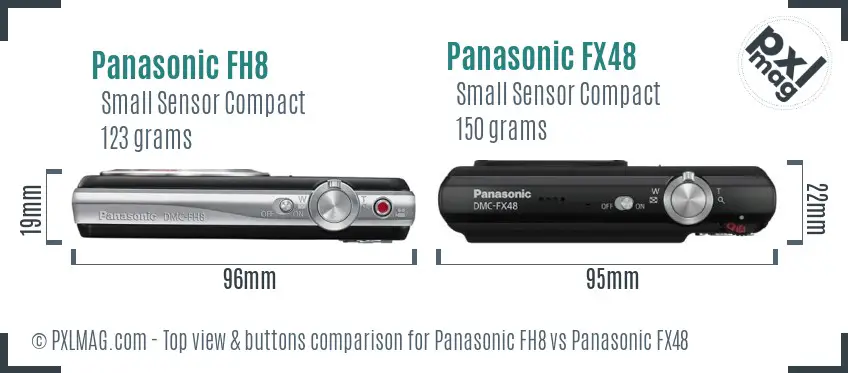Panasonic FH8 vs Panasonic FX48 top view buttons comparison