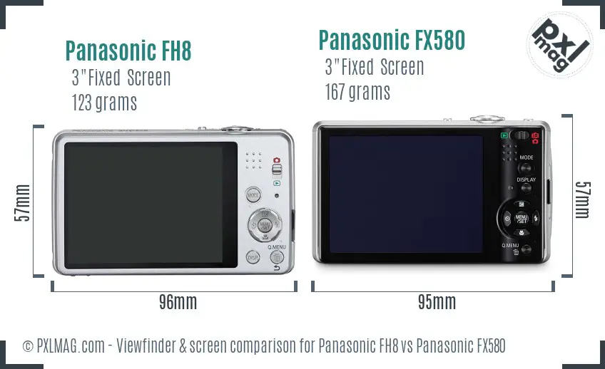 Panasonic FH8 vs Panasonic FX580 Screen and Viewfinder comparison