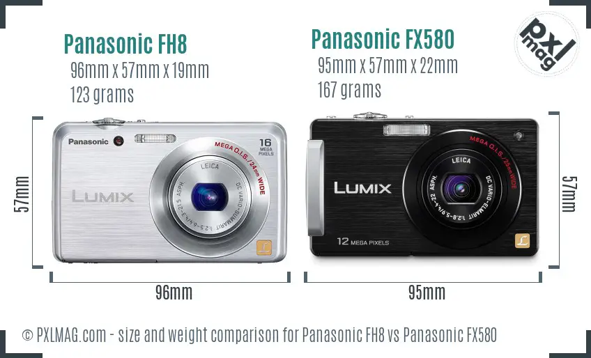 Panasonic FH8 vs Panasonic FX580 size comparison