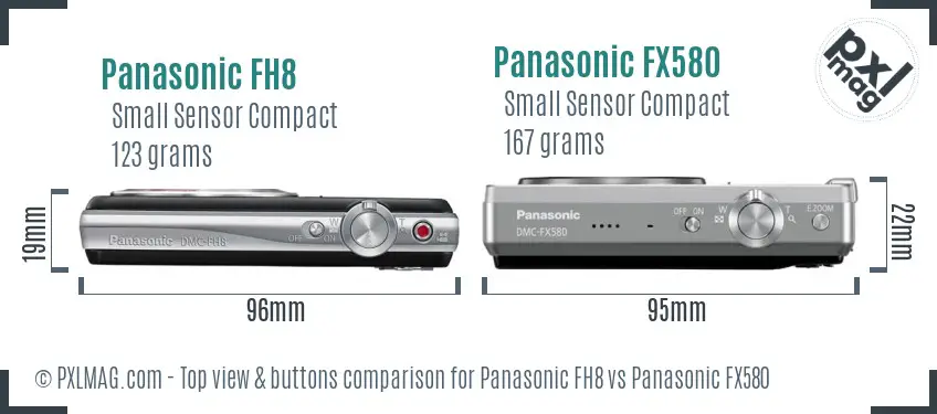 Panasonic FH8 vs Panasonic FX580 top view buttons comparison