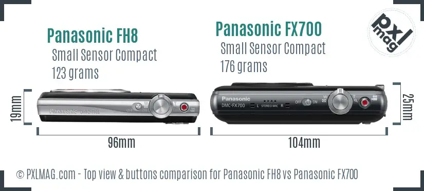 Panasonic FH8 vs Panasonic FX700 top view buttons comparison