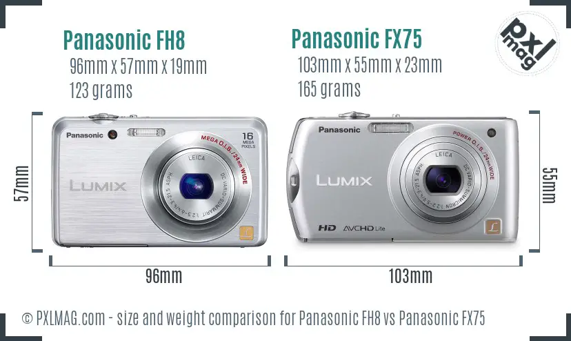 Panasonic FH8 vs Panasonic FX75 size comparison