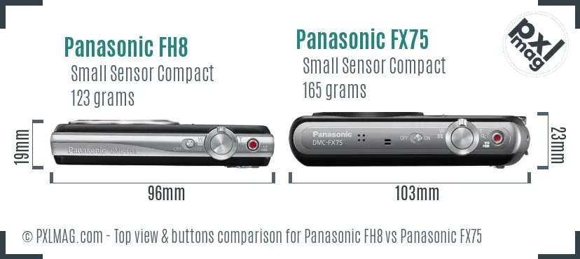 Panasonic FH8 vs Panasonic FX75 top view buttons comparison