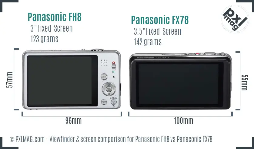 Panasonic FH8 vs Panasonic FX78 Screen and Viewfinder comparison