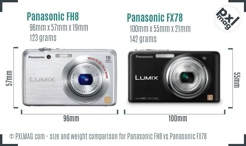 Panasonic FH8 vs Panasonic FX78 size comparison