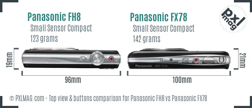 Panasonic FH8 vs Panasonic FX78 top view buttons comparison