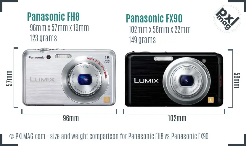Panasonic FH8 vs Panasonic FX90 size comparison