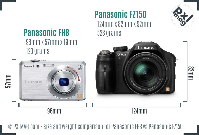 Panasonic FH8 vs Panasonic FZ150 size comparison