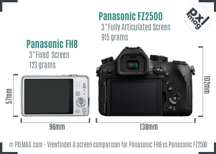 Panasonic FH8 vs Panasonic FZ2500 Screen and Viewfinder comparison