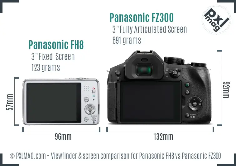 Panasonic FH8 vs Panasonic FZ300 Screen and Viewfinder comparison