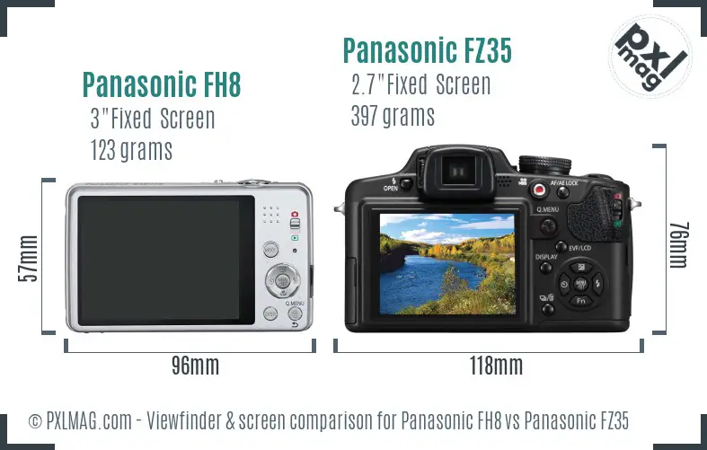 Panasonic FH8 vs Panasonic FZ35 Screen and Viewfinder comparison