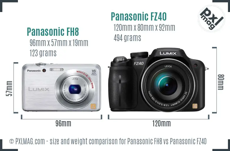 Panasonic FH8 vs Panasonic FZ40 size comparison