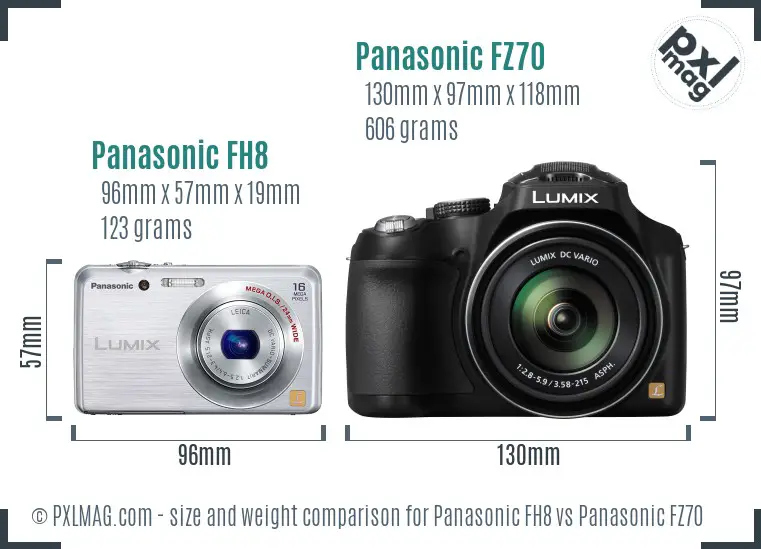 Panasonic FH8 vs Panasonic FZ70 size comparison