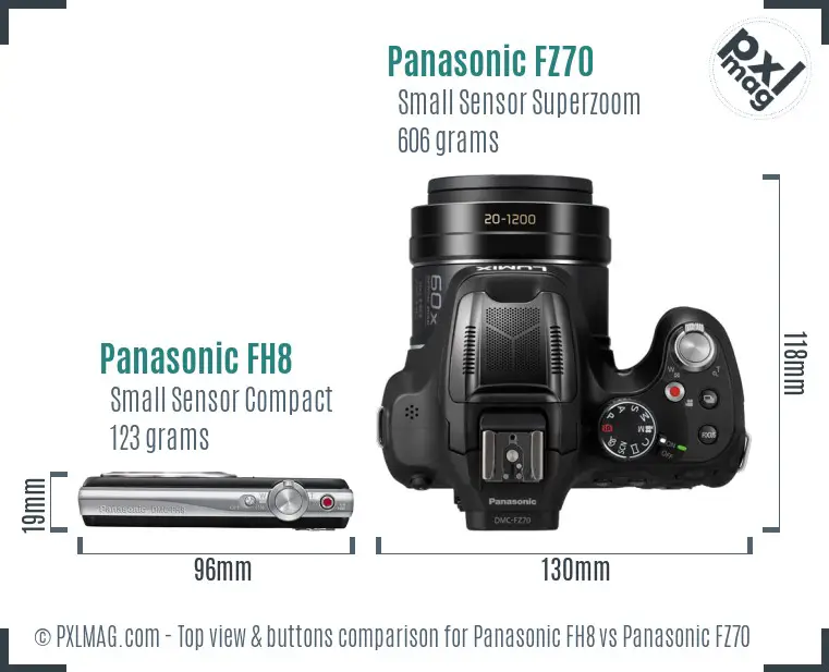 Panasonic FH8 vs Panasonic FZ70 top view buttons comparison