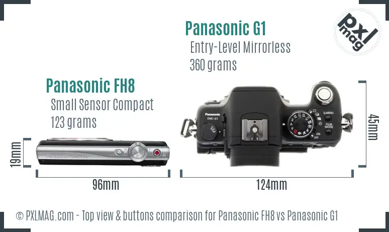 Panasonic FH8 vs Panasonic G1 top view buttons comparison