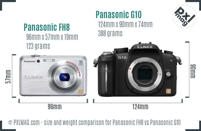 Panasonic FH8 vs Panasonic G10 size comparison