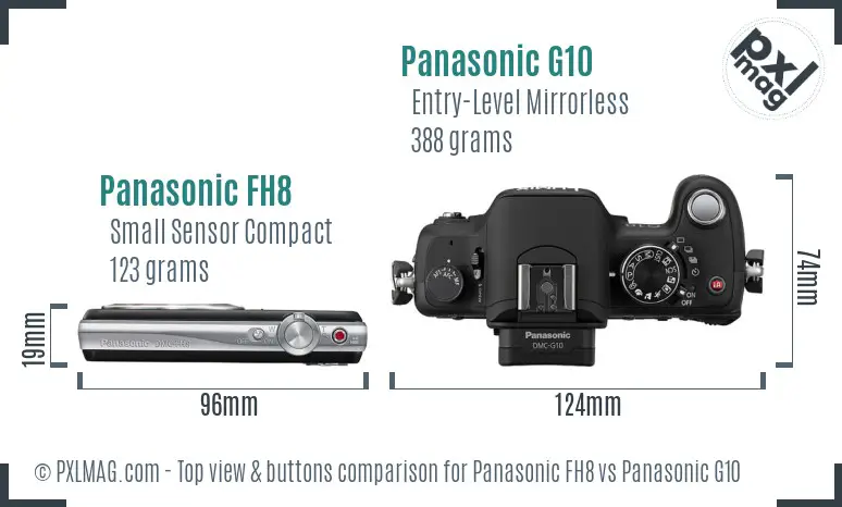 Panasonic FH8 vs Panasonic G10 top view buttons comparison