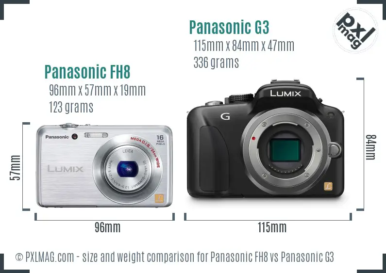 Panasonic FH8 vs Panasonic G3 size comparison