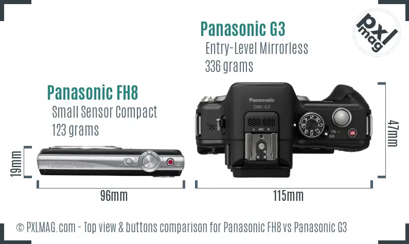 Panasonic FH8 vs Panasonic G3 top view buttons comparison