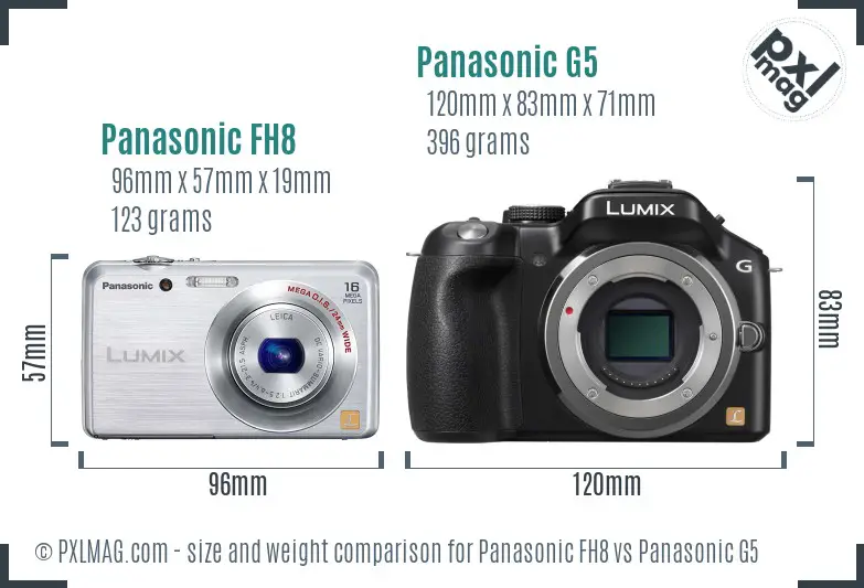 Panasonic FH8 vs Panasonic G5 size comparison