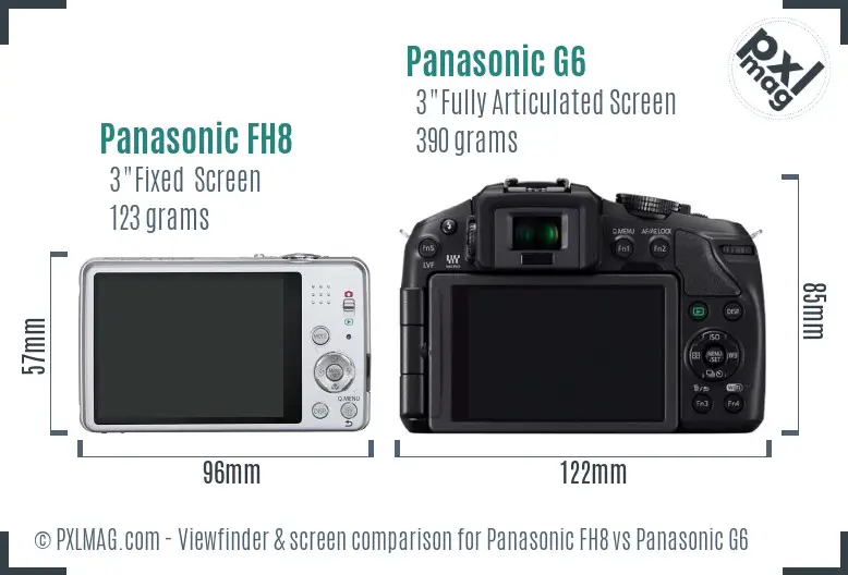 Panasonic FH8 vs Panasonic G6 Screen and Viewfinder comparison