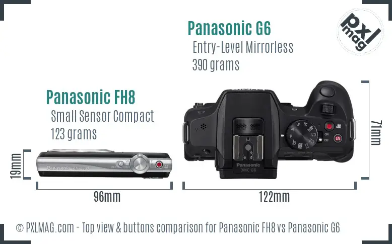 Panasonic FH8 vs Panasonic G6 top view buttons comparison