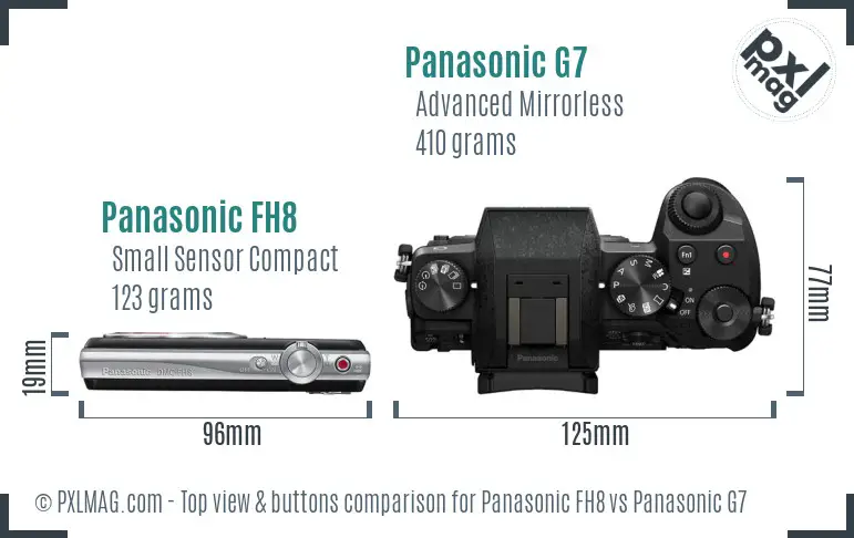 Panasonic FH8 vs Panasonic G7 top view buttons comparison