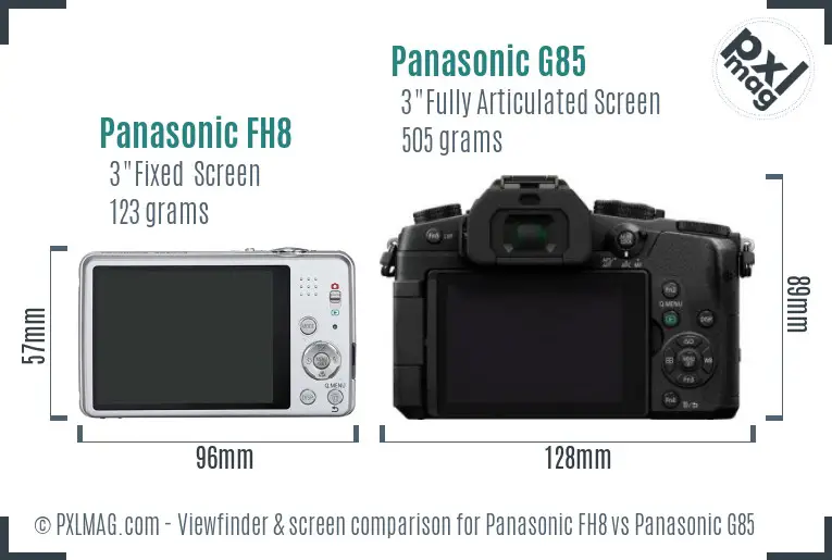 Panasonic FH8 vs Panasonic G85 Screen and Viewfinder comparison