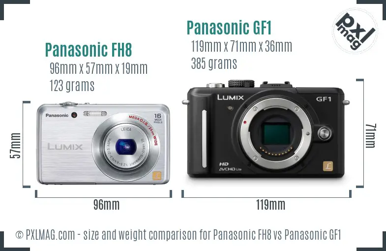 Panasonic FH8 vs Panasonic GF1 size comparison