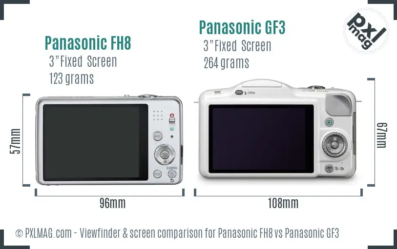 Panasonic FH8 vs Panasonic GF3 Screen and Viewfinder comparison