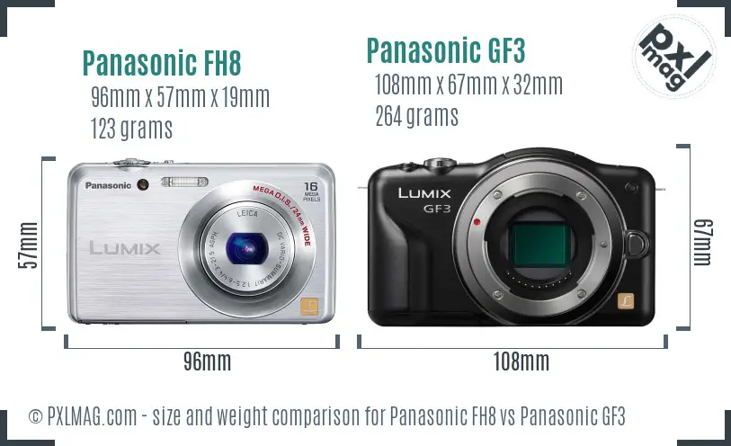 Panasonic FH8 vs Panasonic GF3 size comparison