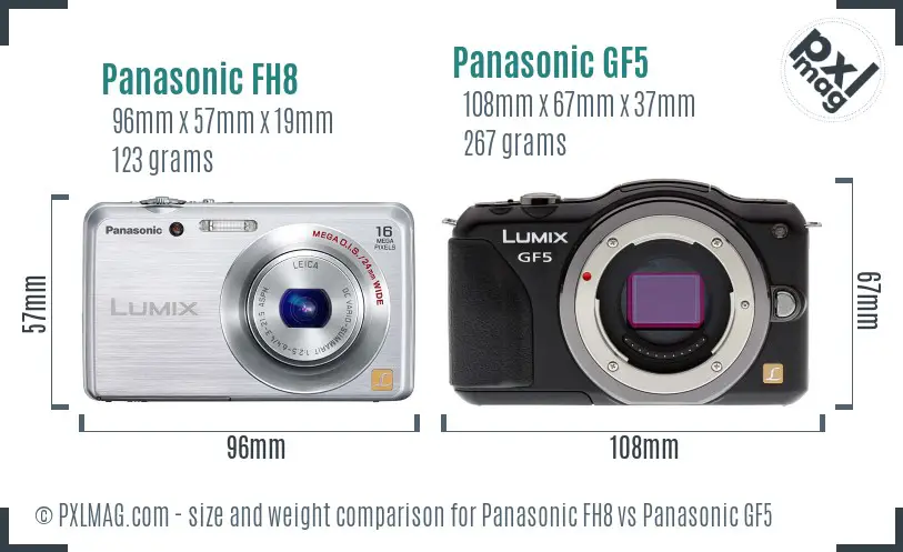 Panasonic FH8 vs Panasonic GF5 size comparison