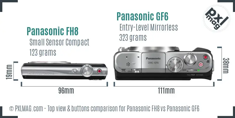 Panasonic FH8 vs Panasonic GF6 top view buttons comparison