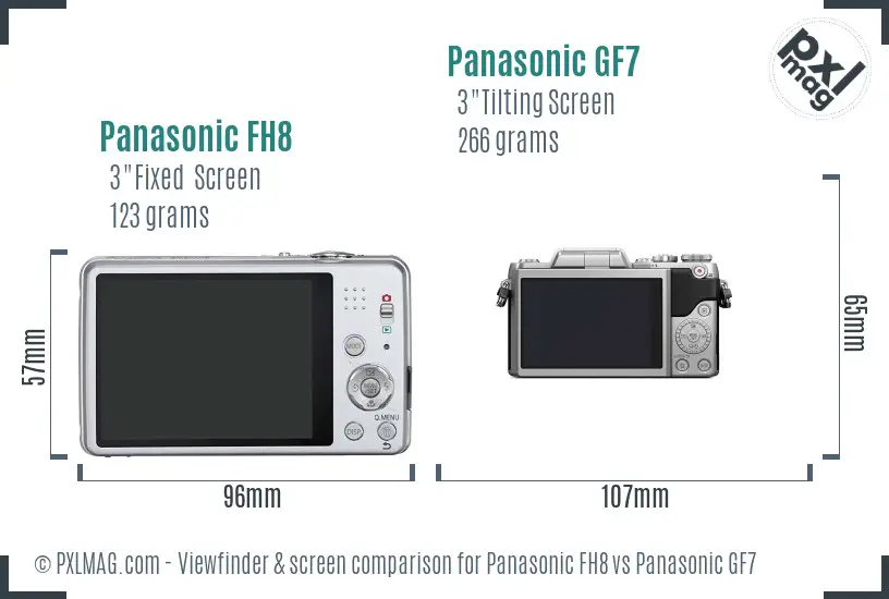 Panasonic FH8 vs Panasonic GF7 Screen and Viewfinder comparison