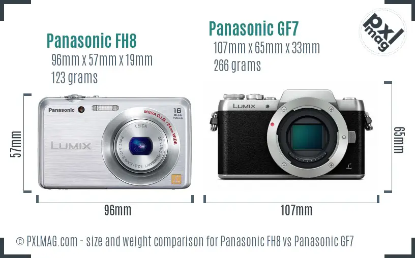 Panasonic FH8 vs Panasonic GF7 size comparison