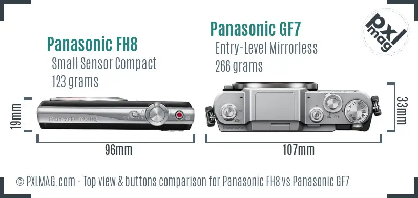 Panasonic FH8 vs Panasonic GF7 top view buttons comparison