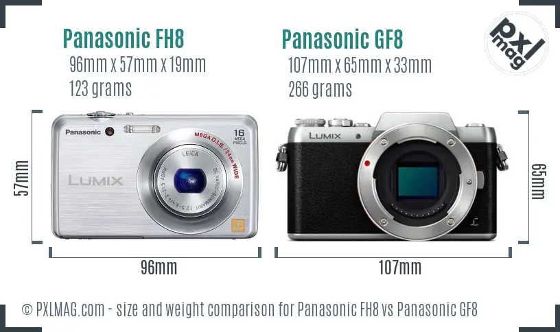 Panasonic FH8 vs Panasonic GF8 size comparison