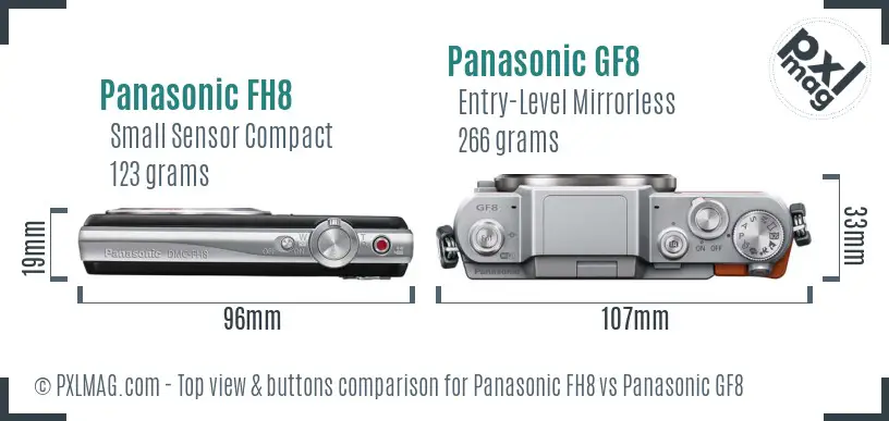 Panasonic FH8 vs Panasonic GF8 top view buttons comparison