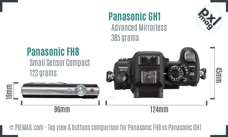 Panasonic FH8 vs Panasonic GH1 top view buttons comparison