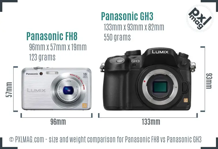 Panasonic FH8 vs Panasonic GH3 size comparison