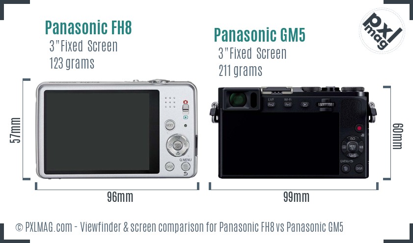 Panasonic FH8 vs Panasonic GM5 Screen and Viewfinder comparison