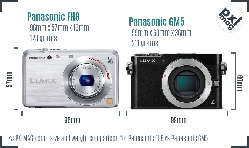 Panasonic FH8 vs Panasonic GM5 size comparison