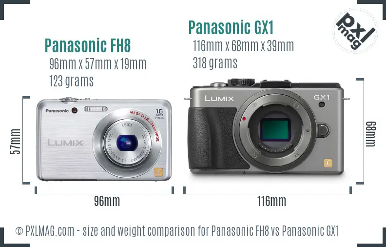 Panasonic FH8 vs Panasonic GX1 size comparison