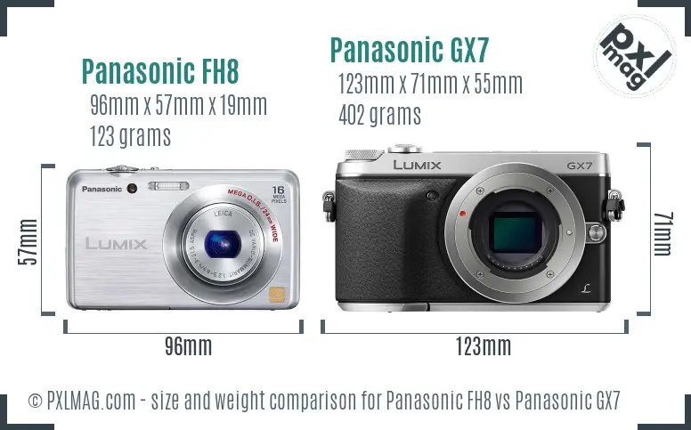 Panasonic FH8 vs Panasonic GX7 size comparison Panasonic FH8 vs Panasonic GX7 size comparison