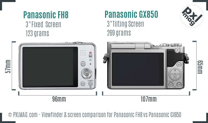 Panasonic FH8 vs Panasonic GX850 Screen and Viewfinder comparison