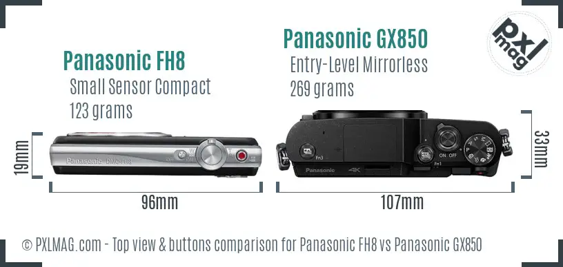 Panasonic FH8 vs Panasonic GX850 top view buttons comparison