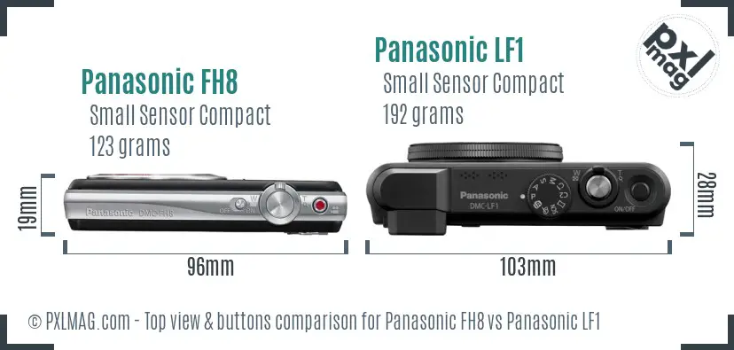 Panasonic FH8 vs Panasonic LF1 top view buttons comparison