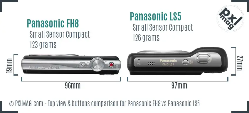 Panasonic FH8 vs Panasonic LS5 top view buttons comparison